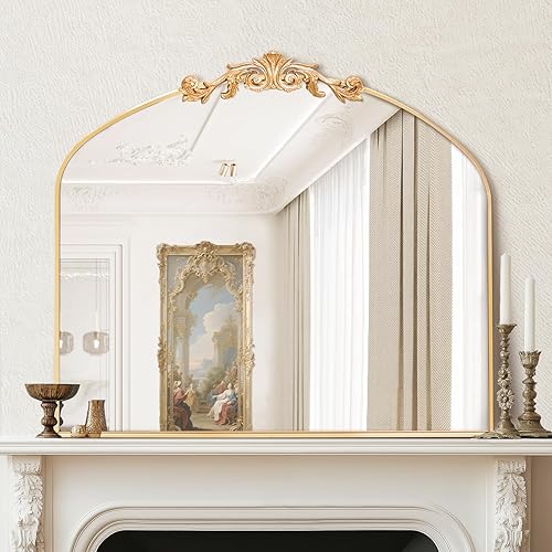 MISSDAY Vintage Gold Baroque Mirror for Wall, 36"X30" Arched Antique