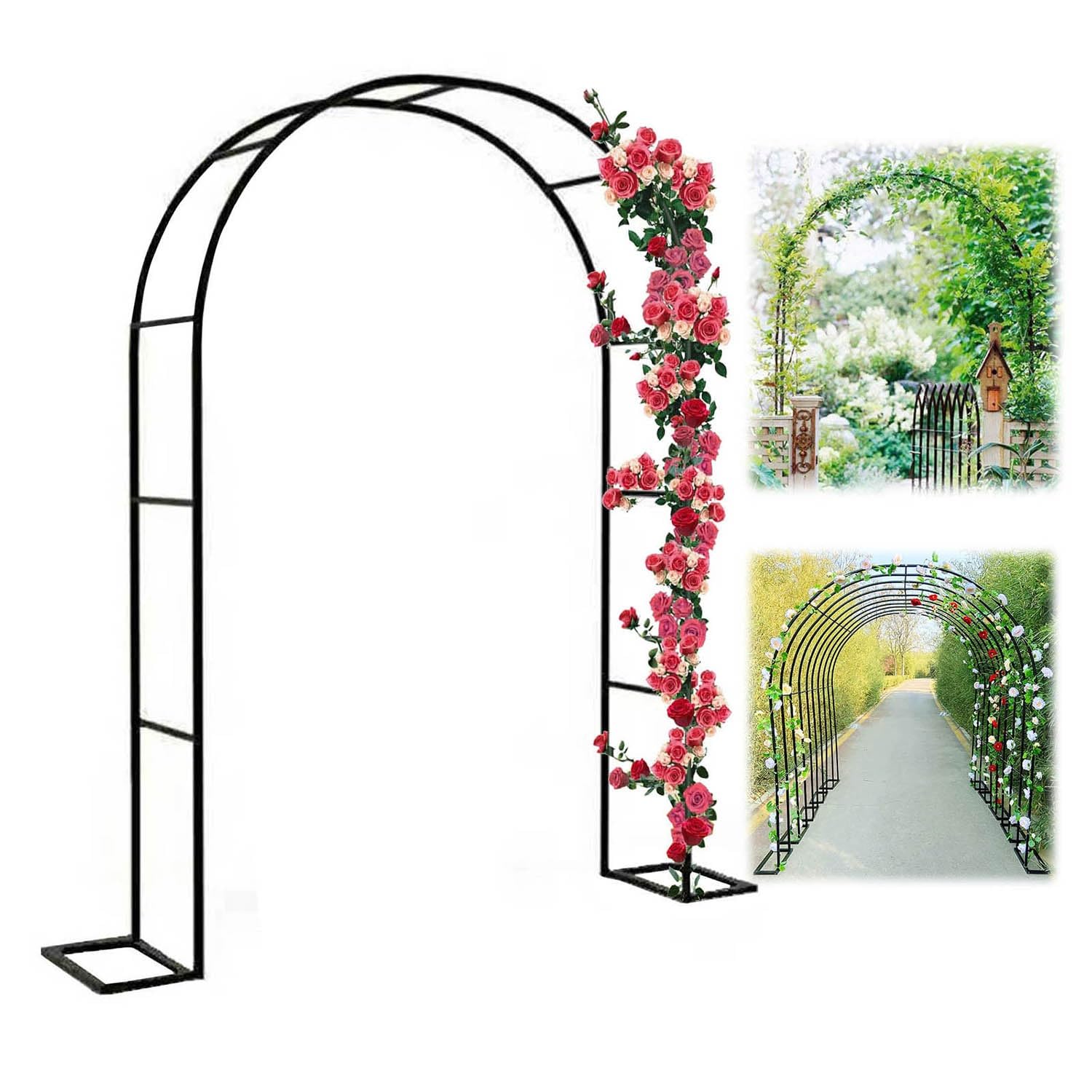 Pergola intérieure et extérieure noire pour décoration de fête et treillis de roses