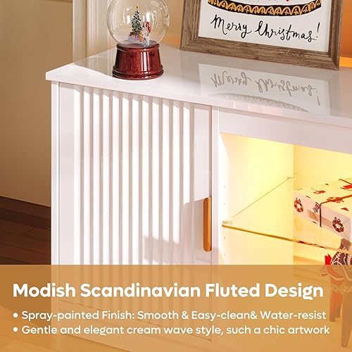 Miniatura 6 de Bestier Soporte de TV acanalado brillante para TV de 65 pulgadas, centro de entretenimiento LED para juegos con gabinete para PS5 Xbox, consola de