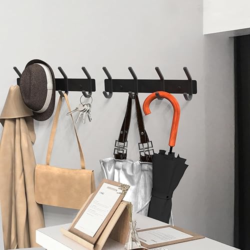 Vista 97 de VAEHOLD - Ganchos de pared para colgar abrigos, perchero con 6 ganchos dobles para colgar toallas, sombreros, batas, bolsas y llaves, para baño