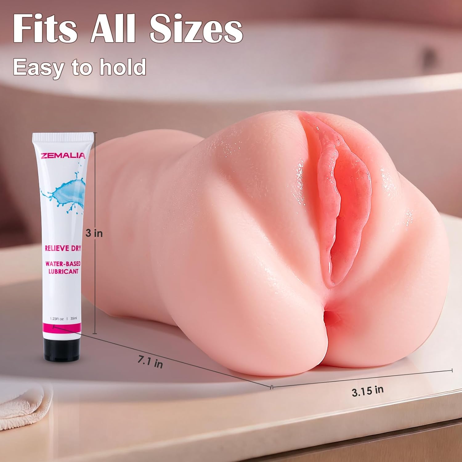 ZEMALIA Pocket Pussy Male Sex Toys for Men with Triple 3D Textured Channels