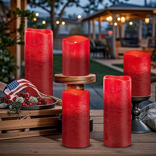 Miniatura 7 de LIVILLA Velas sin llama de vidrio rojo con control remoto y temporizador, velas sin llama LED, velas de vidrio sin llama con pilas