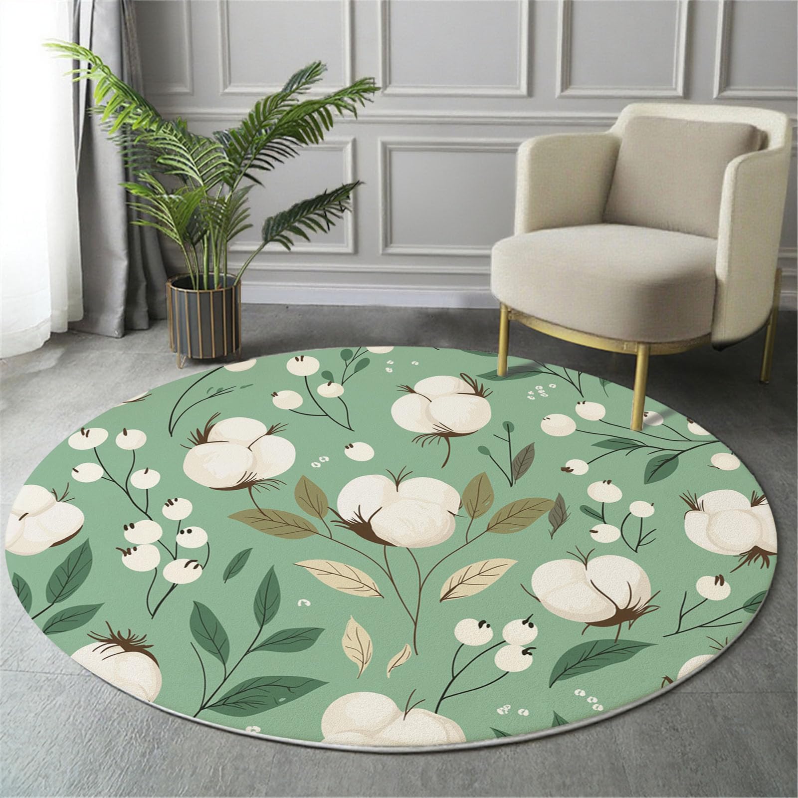 Tapis rond lavable 160cm antidérapant idéal pour une décoration de salon