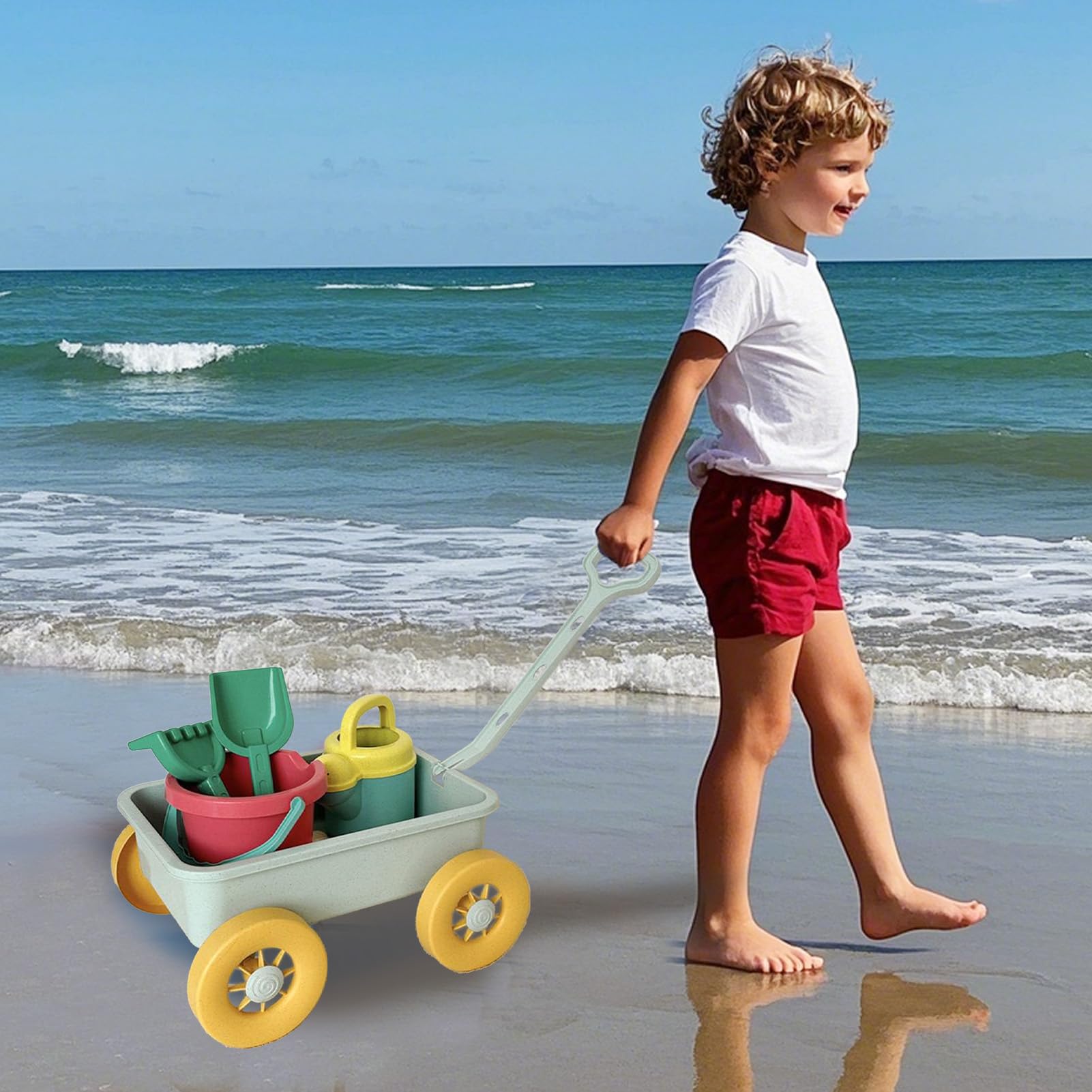 Strandeimer und Schaufel, Sandspiel-Set – kleine pädagogische Eimer und Pellets mit Wagen | Interaktives Outdoor-Spielset für Mädchen, Jugendliche
