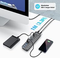 RSHTECH USB 3.2 Hub 10 portos aktív elosztó 3x10Gbps + 7x5Gbps tápegységgel 5