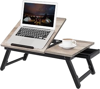 SONGMICS Laptop Table Laptop Stand Breakfast Tray Folding Legs for Bed and | Laptop Stand, Breakfast Tray, Folding Legs, with Box, for Laptops up to 15.6 Inch, BAMBOU Collection LLD105W01