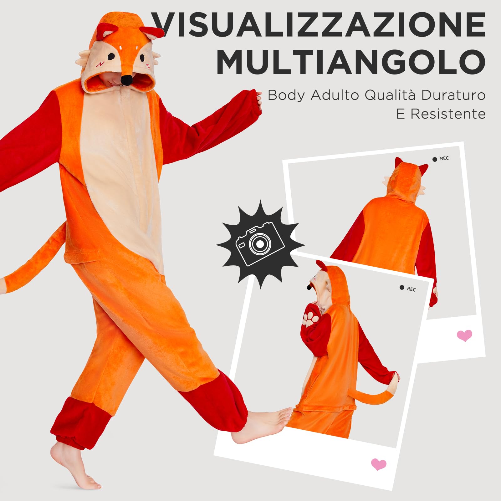 OLAOLA Pigiama Animale per Adulti, Costume da Pile, Onesie Unisex per Cosplay di Halloween, Pigiama Intero per Donna e Uomo