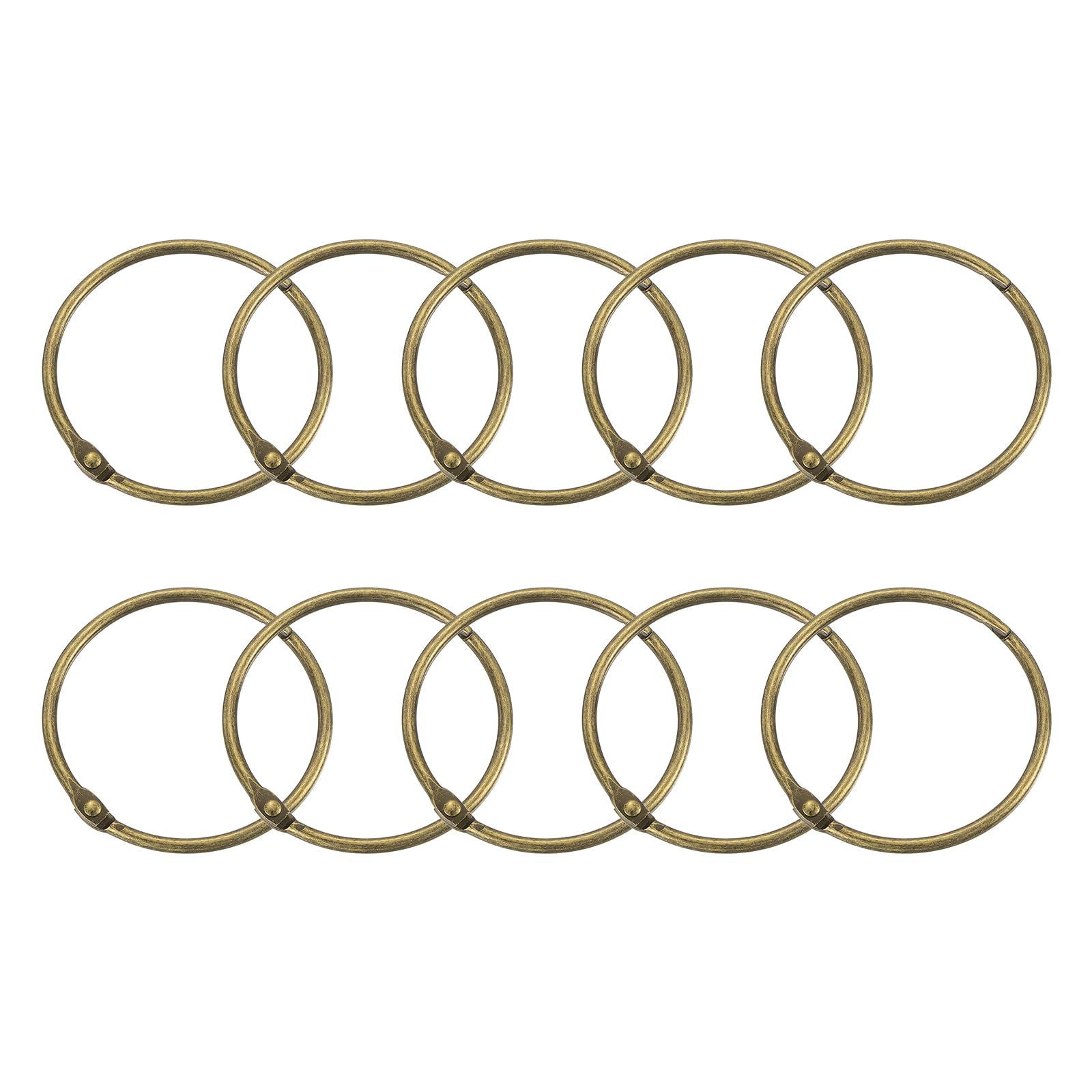 sourcing map Shower Curtain Rings 12pcs 2" Loose Leaf Binder Ring Bronze