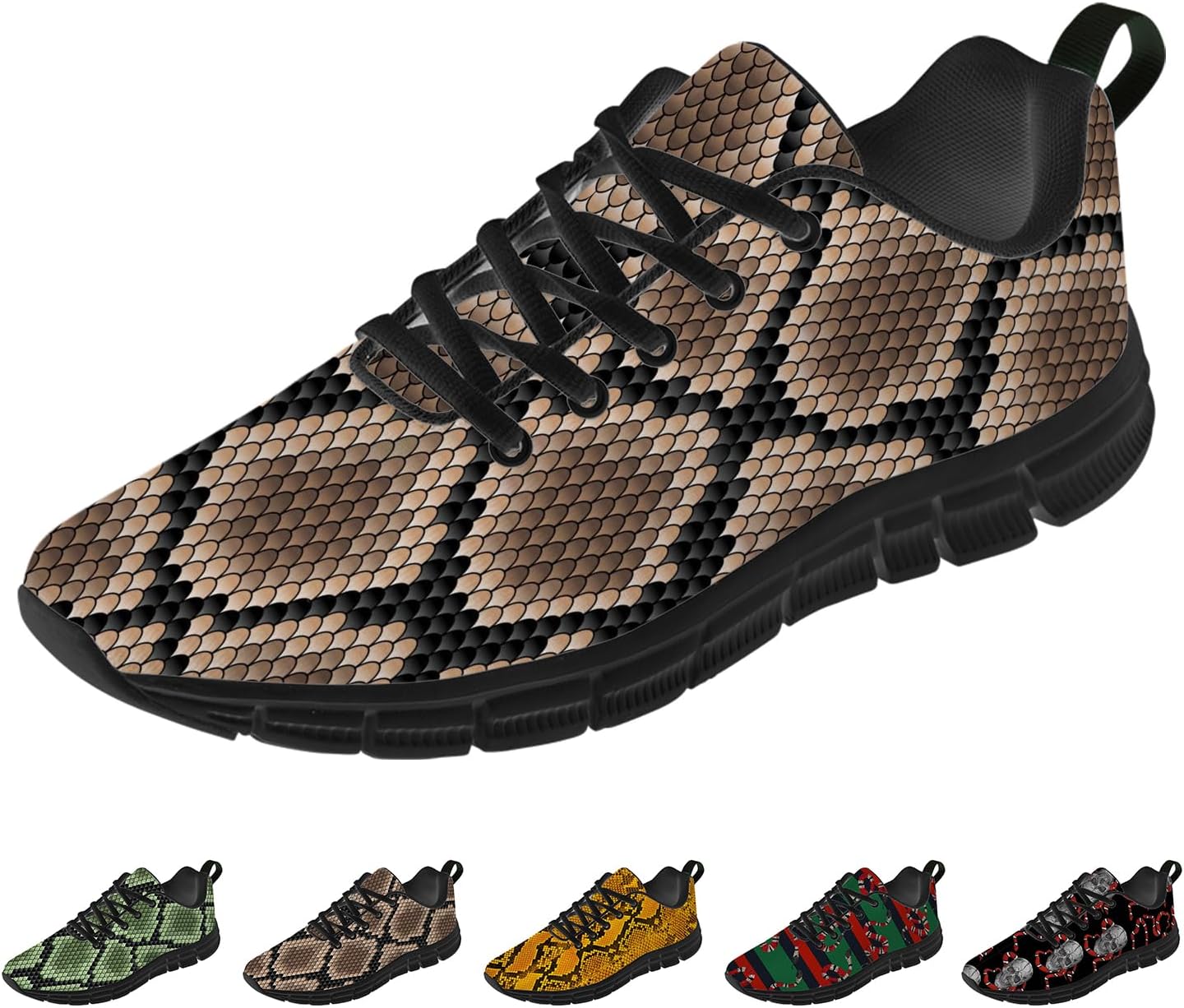 Snake Print Shoes for Women Men Running Shoes Animal Print Sneakers Gifts for Woman Man