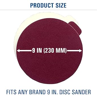 9 inch PSA Tab Adhesive Sanding Discs 120 Grit, 10 Pack | Aluminum Oxide Self Adhesive Sticky Back, DA Sander for Auto Body Sandpapers for Wood, Paint, Metal & Plastics