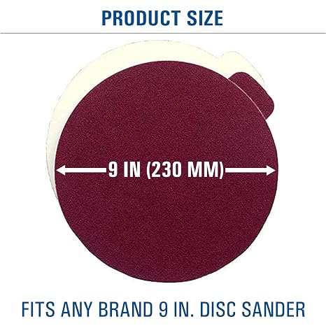 9 inch PSA Tab Adhesive Sanding Discs 120 Grit, 10 Pack | Aluminum Oxide Self Adhesive Sticky Back, DA Sander for Auto Body Sandpapers for Wood, Paint, Metal & Plastics