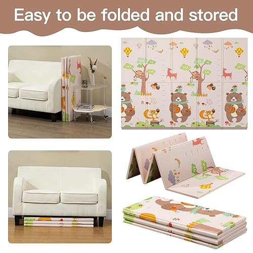 Miniatura 8 de Tapete de juego plegable para bebé, reversible, impermeable, antideslizante, tapete de juego para bebés, niños pequeños para interiores y exteriores