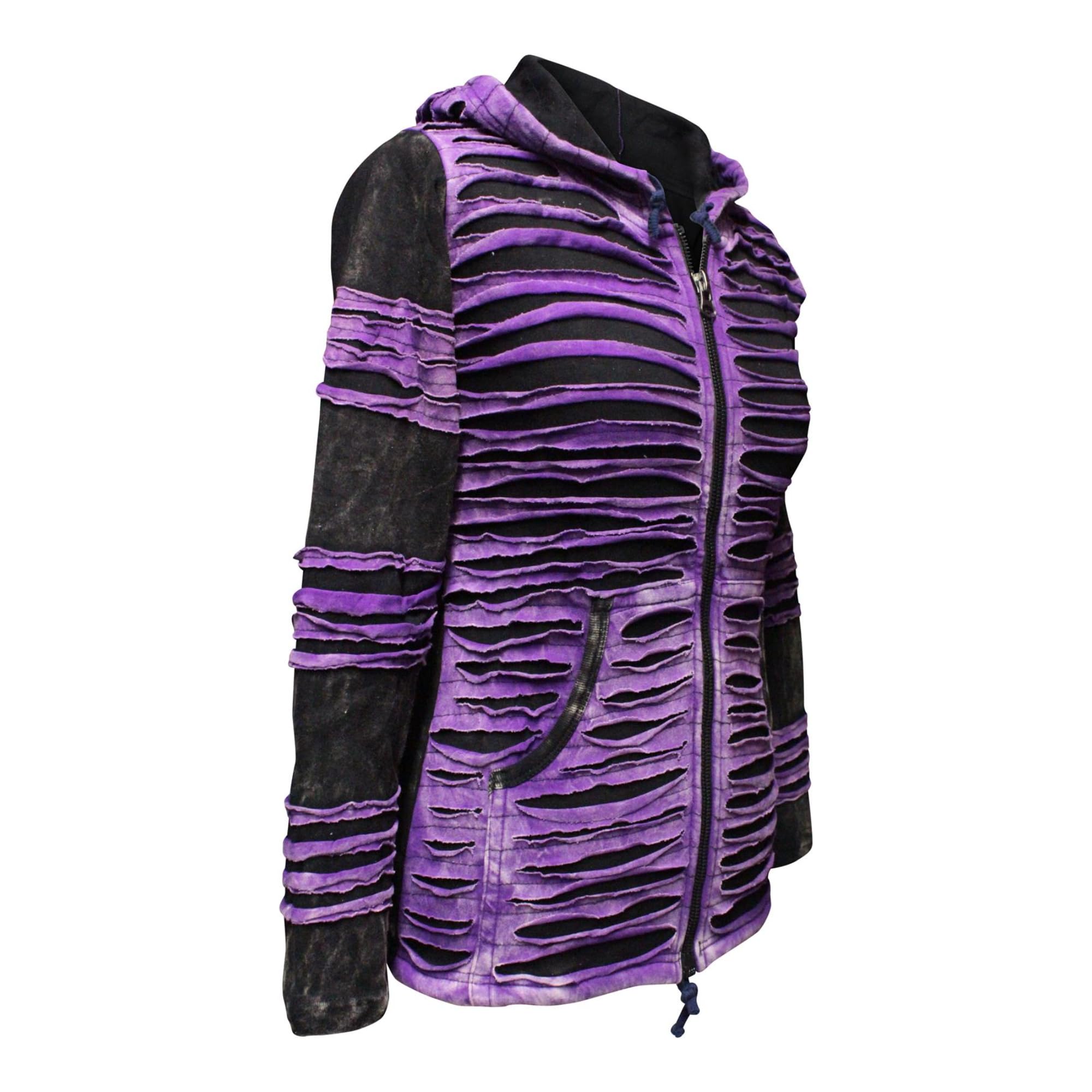 SHOPOHOLIC FASHION Felpa con Cappuccio da Donna con Taglio a Rasoio Slashed Stone Washed