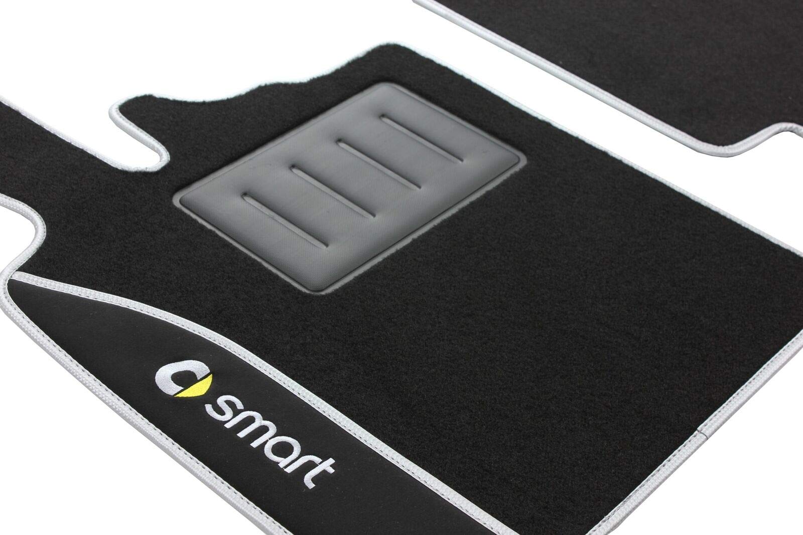 Il Tappeto Auto Fußmatten für Smart ForTwo W451, Baujahr 2007-2014, bunt bestickt ND silber / schwarz