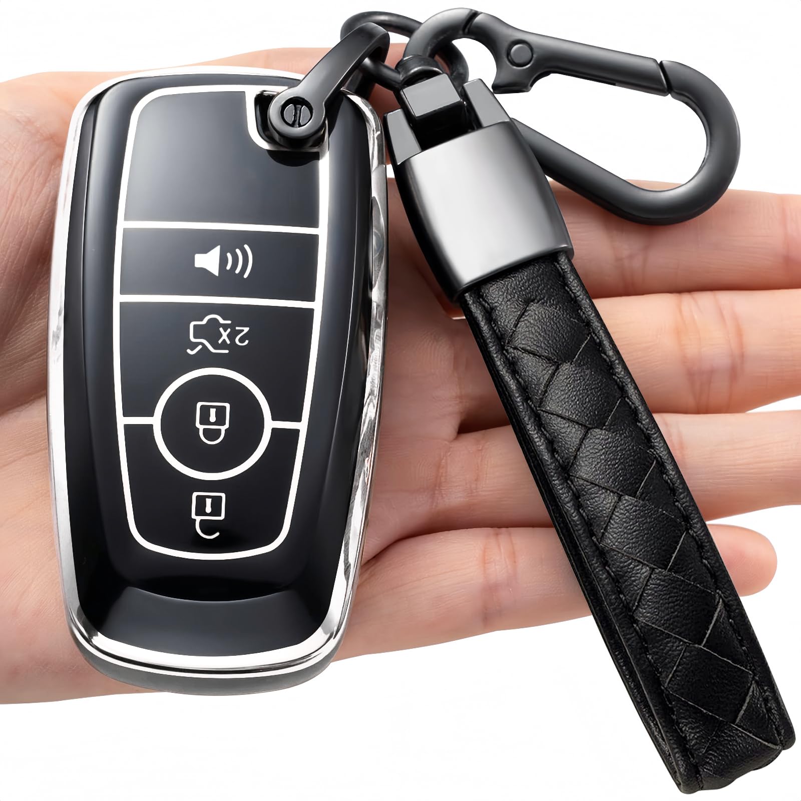 Kespevn for Ford Key Fob Cover Soft TPU with Keychain Full Protection Key Case for 2018-2025 Explorer Bronco Escape Edge Expedition F-150 Fusion