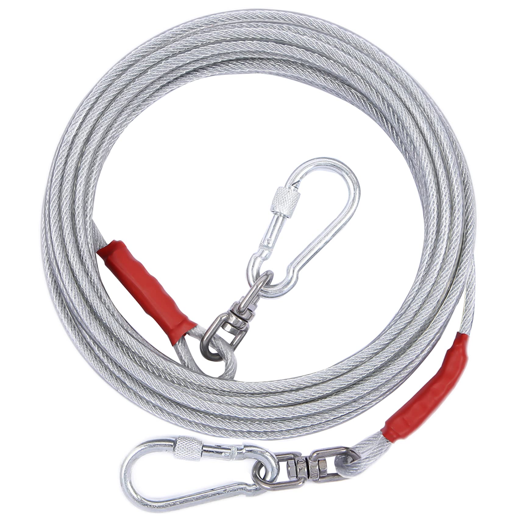Cavo per cani all'esterno fino a 125/113,4 kg, guinzaglio lungo per cani e catene, cavo per cani di piccola taglia per cortile, resistente per cani, per esterni, campeggio, cortile, colore: argento
