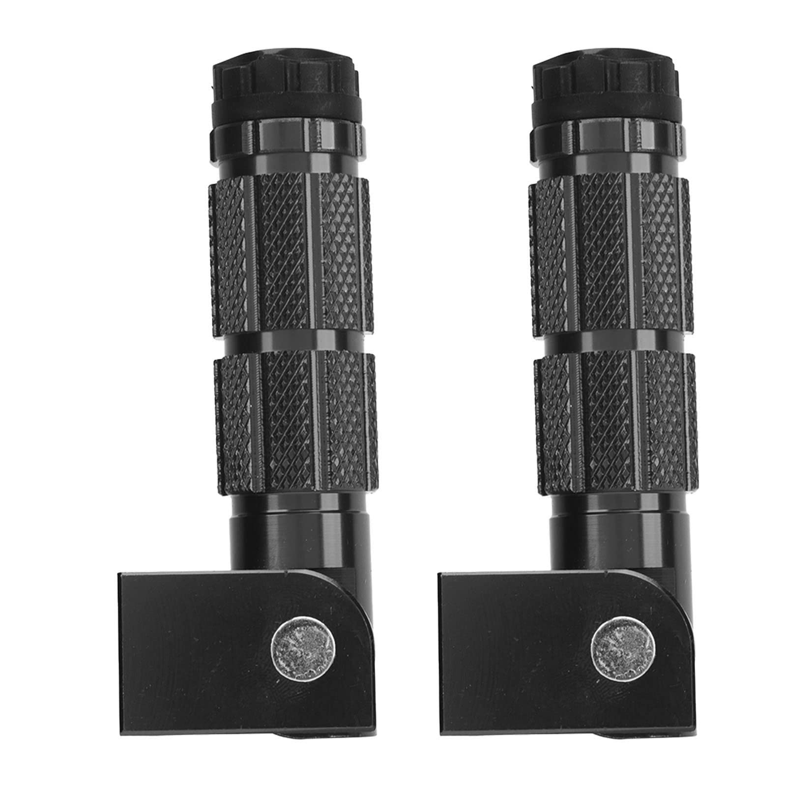 Chiciris 2pcs Moto Passeggero Poggiapiedi Pieghevole Pedali 90 Gradi Pedane Posteriore Set In Lega Di Alluminio Antiscivolo M8 Installare Bulloni (Nero)
