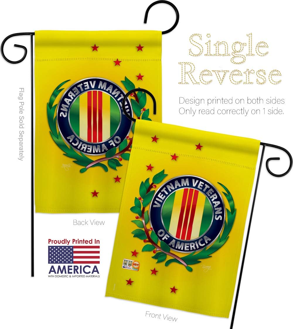 Vietnam Veteran Garden Flag Set Wall Holder Armed Forces Military Service All Branches Support Honor United State American Official Small Gift Yard House Banner Made In USA 13 X 18.5