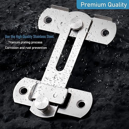 Miniatura 4 de Juego de 2 cierres de puerta de seguridad de 4 pulgadas para puerta de granero, acero inoxidable resistente, color plateado