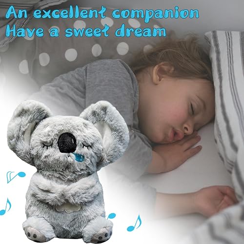 MeHoo Peluche Koala Qui Respire avec Lumières Musicales | Mouvement Rythmique de Respiration, Jouet Animal Rembourré Respirant, Cadeau pour Bébé mâle Femelle (Rose) - 6