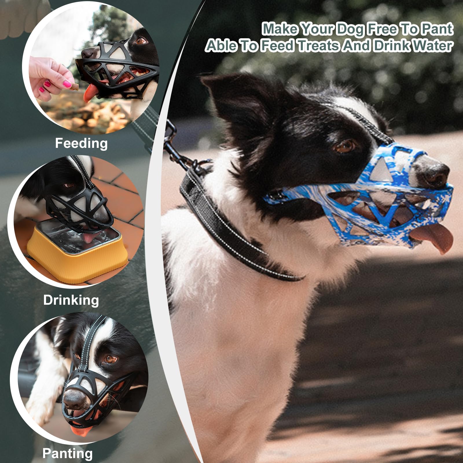 PETCUTE Muilkorf Voor Honden, Grote Met Verstelbare Riem Reflecterend Middelgrote Maat Voorkomt Kauwen En Knabbelen Anti Mastiek 3404621124