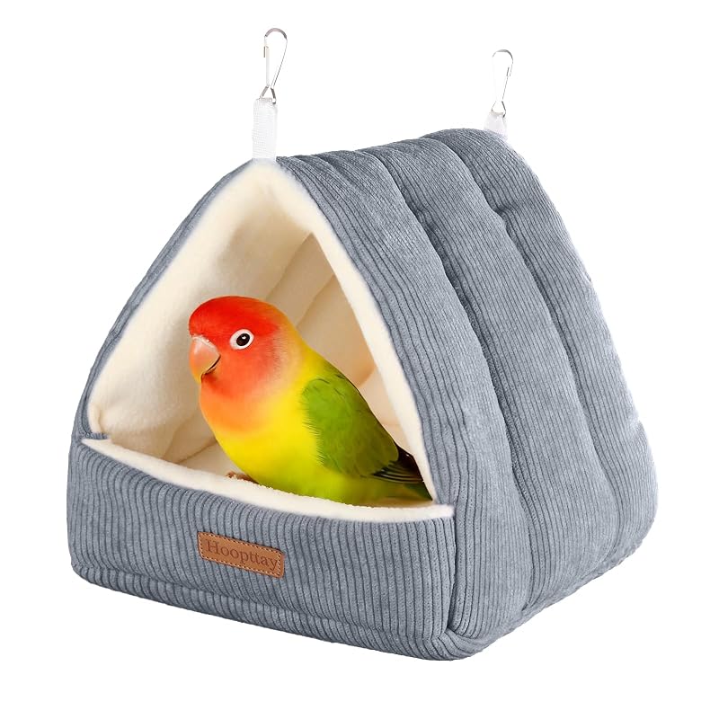 Ninho para Aves Hoopttay com Cama Suspensa Acolchoada em Cotelê, Cinza (M)