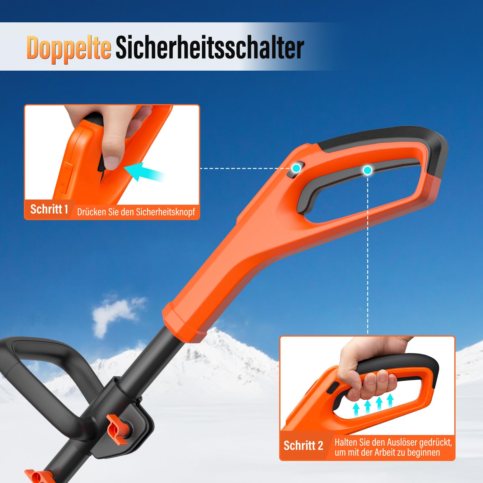 Akku Schneefräse,40V elektrische Schneefräse Akku 2× 4.0Ah mit Ladegerät,Arbeitsbreite 40 cm, maxSchneehöhe 30 cm,bis 6m Auswurf,30° Verstellbarer Auswurfkanal für Gehwege,Einfahrten