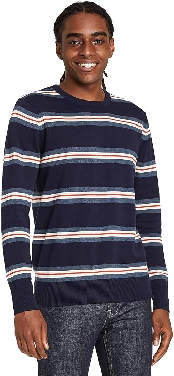 Goodfellow & Co Men's Colorblock Regular Fit Crew Neck Sweater - (Blue Stripe, Large)