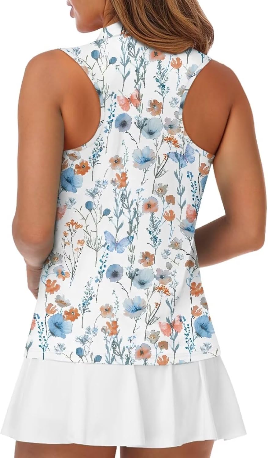 Women's Golf Sleeveless Shirt Collar Zipper Tennis Shirt Size：XS-2XL