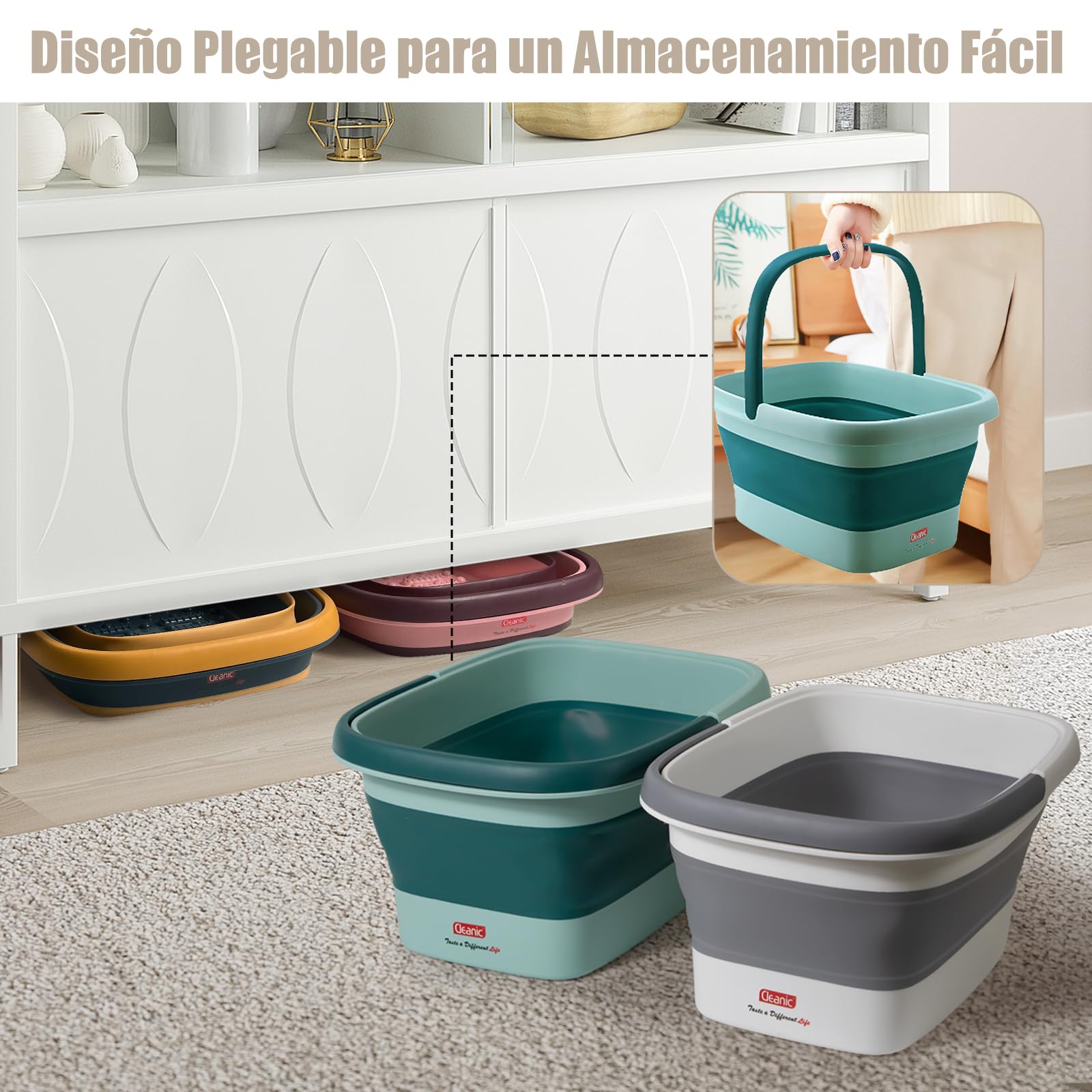 DEANIC Cubo Plegable Multifuncional 15L Organizador Portátil Almacenamiento Doméstico Gris