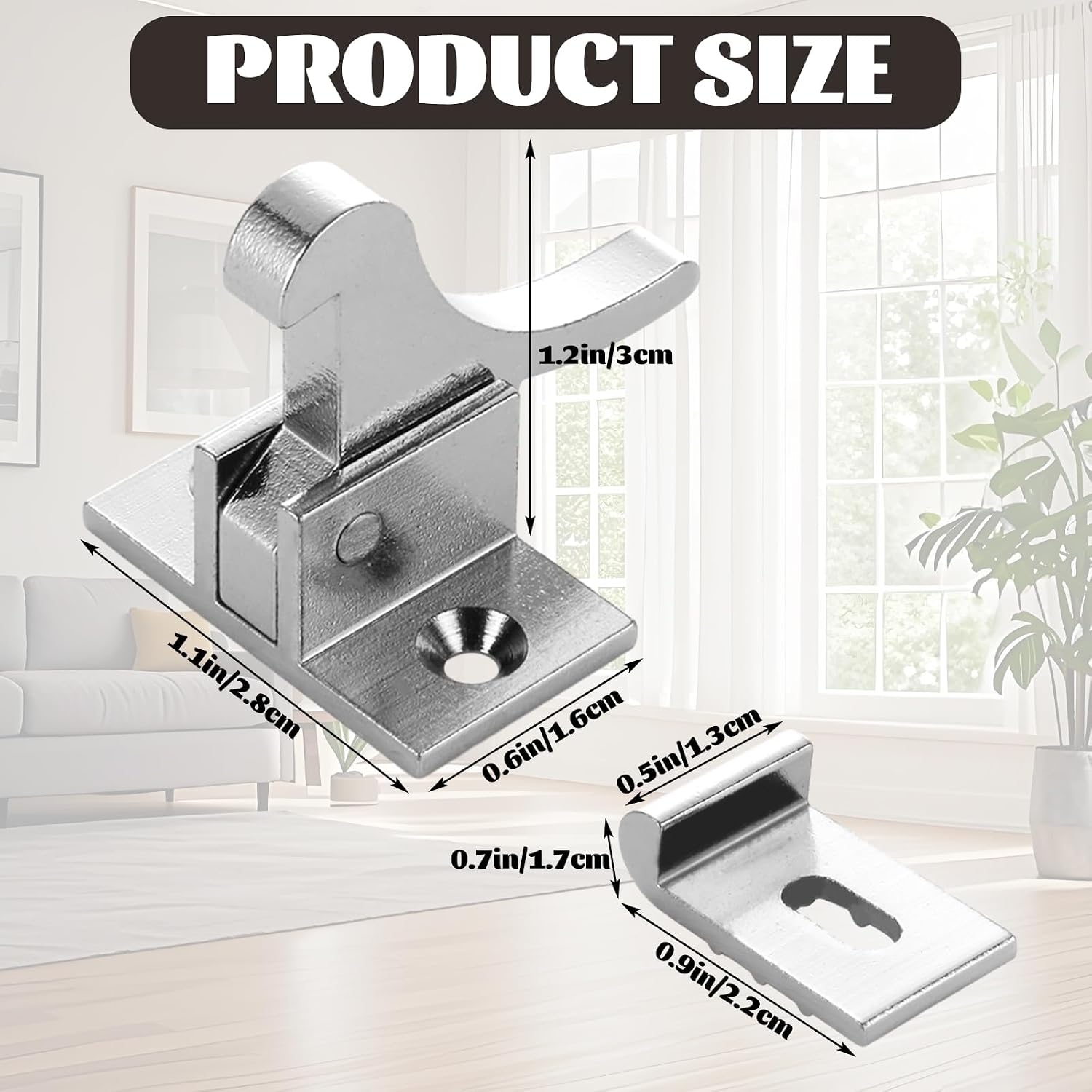 12 Pcs Brass Heavy Duty Cabinet Door Latch Closets Door Elbow Latch Cabinet Latch with Mounting Screws Hardware for Bedroom Bathroom Window Catch(Silver)
