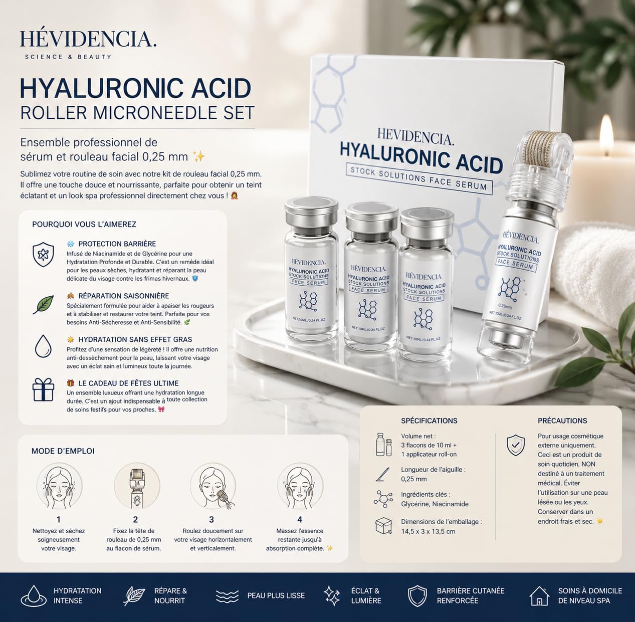 Sérum Visage NAD+ & Peptides Bioactifs – Anti-Âge Lissant & Raffermissant – Acide Hyaluronique – Régénération Cellulaire – Rides & Ridules – Tous Types de Peaux – 30ml