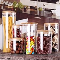 Vista 6 de Recipientes de almacenamiento de arroz de vidrio, tarros de comida de cocina de 60 onzas líquidas con tapa hermética, recipiente transparente