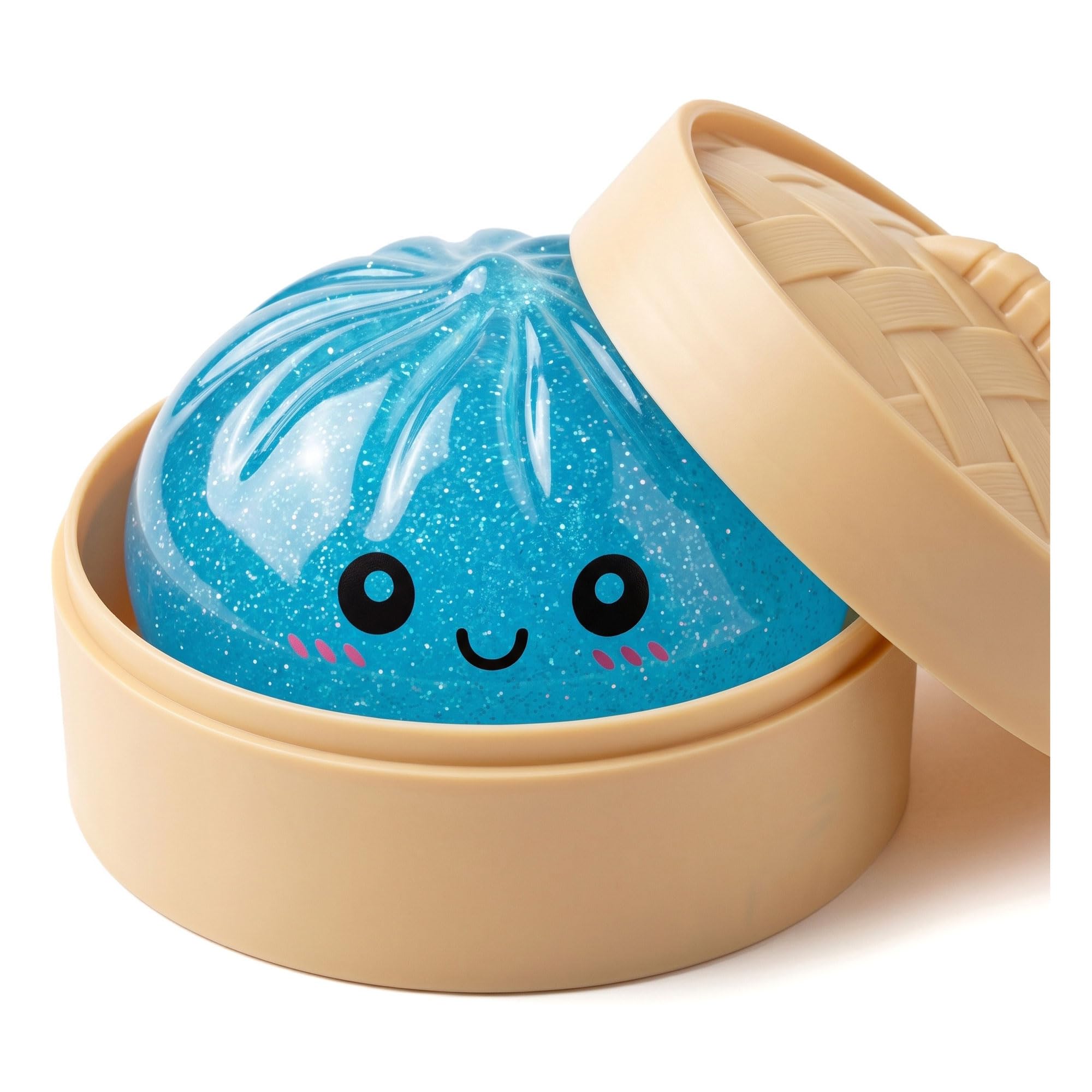 Glitter Dumpling Squishy, Squishy dumpling, Sensory Stress Ball Squeeze Toys, Soft Squeeze Decompression Dough Toy for Adult Boys and Girls (Blue)