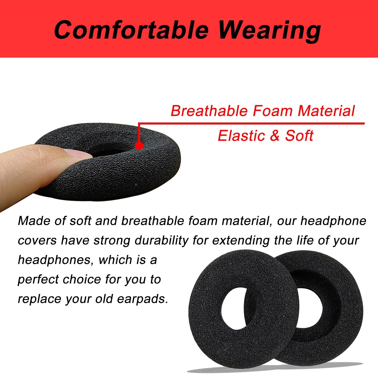 Ear Cushions for Plantronics Headset, Foam Ear Pads Replacement Headphone Covers for Plantronics HW251N 510 520 Blackwire 3210 3220 3310 3320 Jabra PRO 920 930 9450 Biz 1500 1900 2400II-4 Pack - Image 5