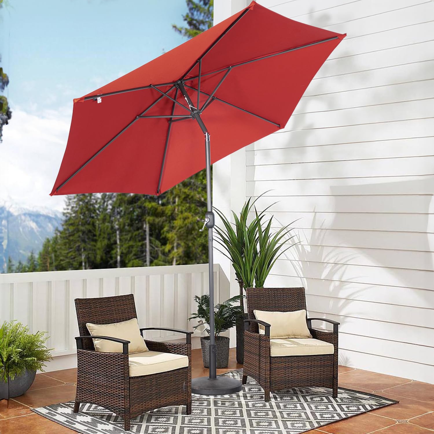 Angel Living 270cm Parasol Manivelle Inclinable Parasol de Jardin, Empêche de La Lumière Solaire Directe et Anti-ultraviolet, Parasol pour Patio et Jardin, Toile pour Balcon Patio Terras