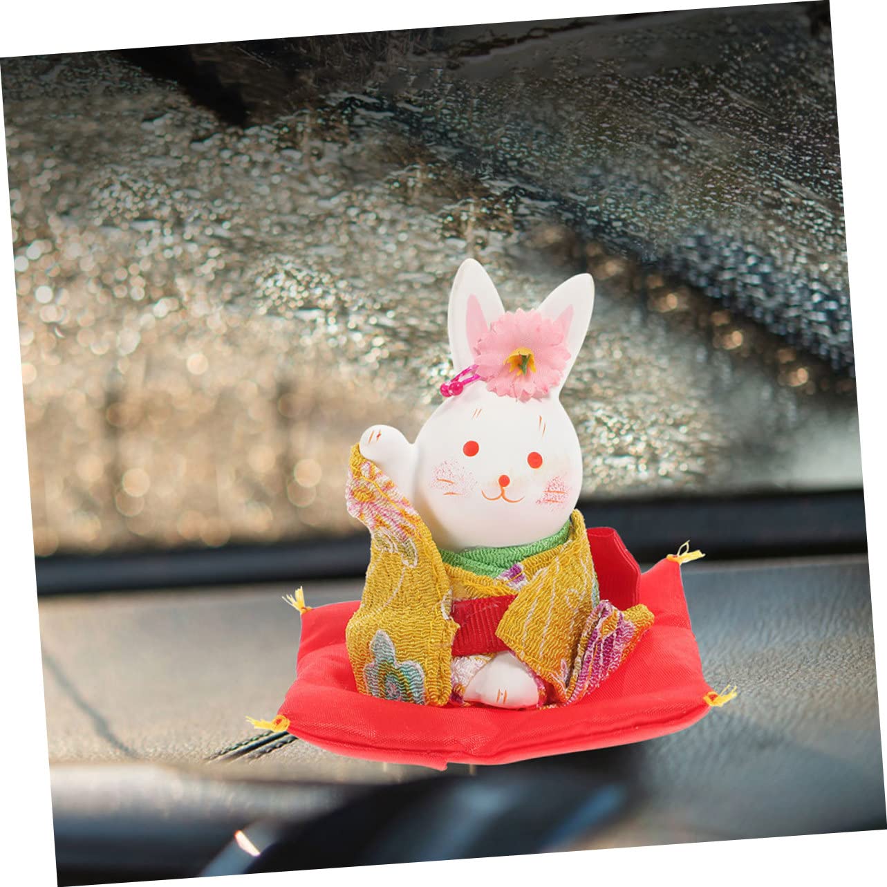 IMIKEYA 4 Pièces Lapin Chanceux Décor Statue De Lapin du Statuette Feng Shui Statue De L'année du Accessoire De Voiture Figurine Kimono De Pâques Plâtre