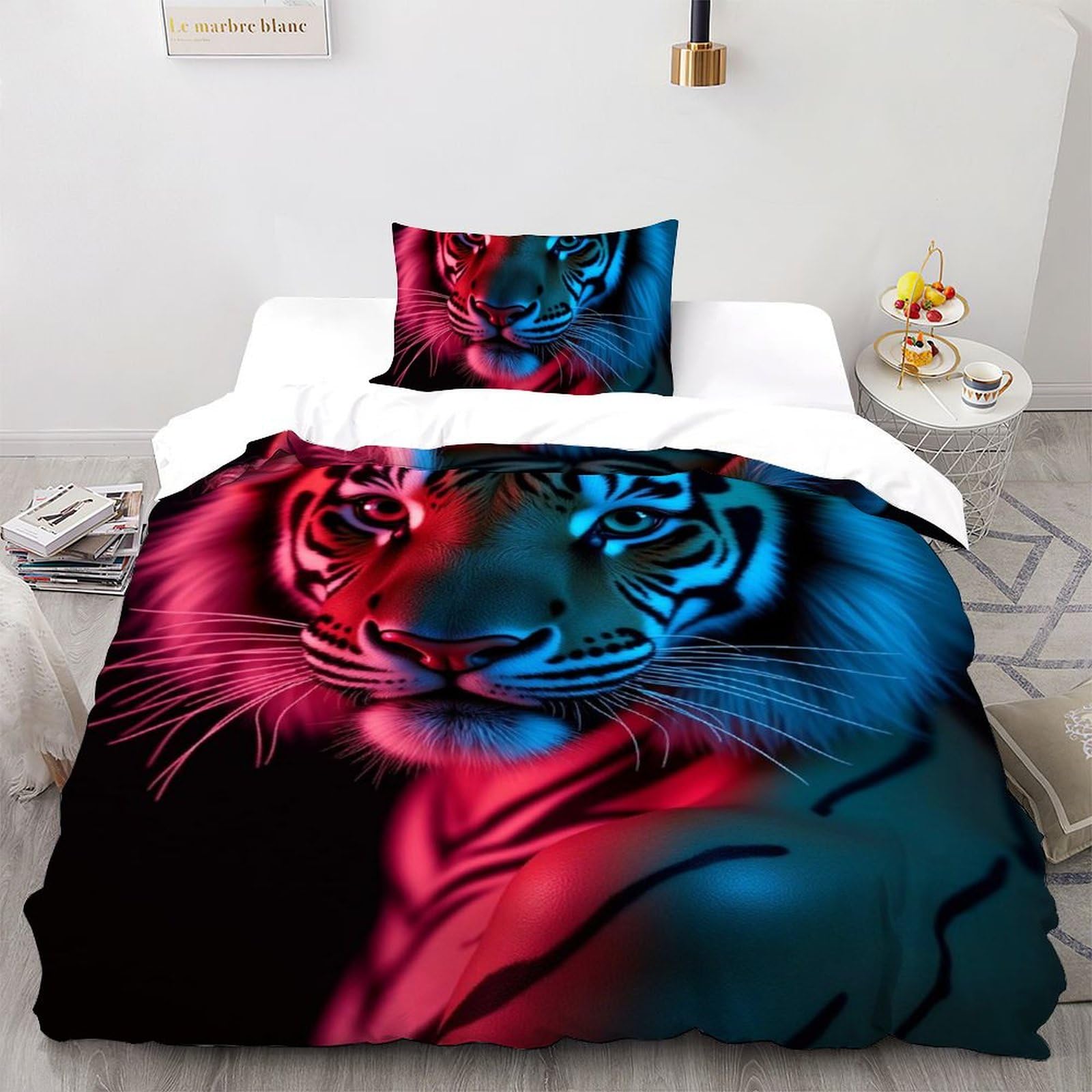 Fermeture éclair housse de couette lion lit simple pour un enfilage facile