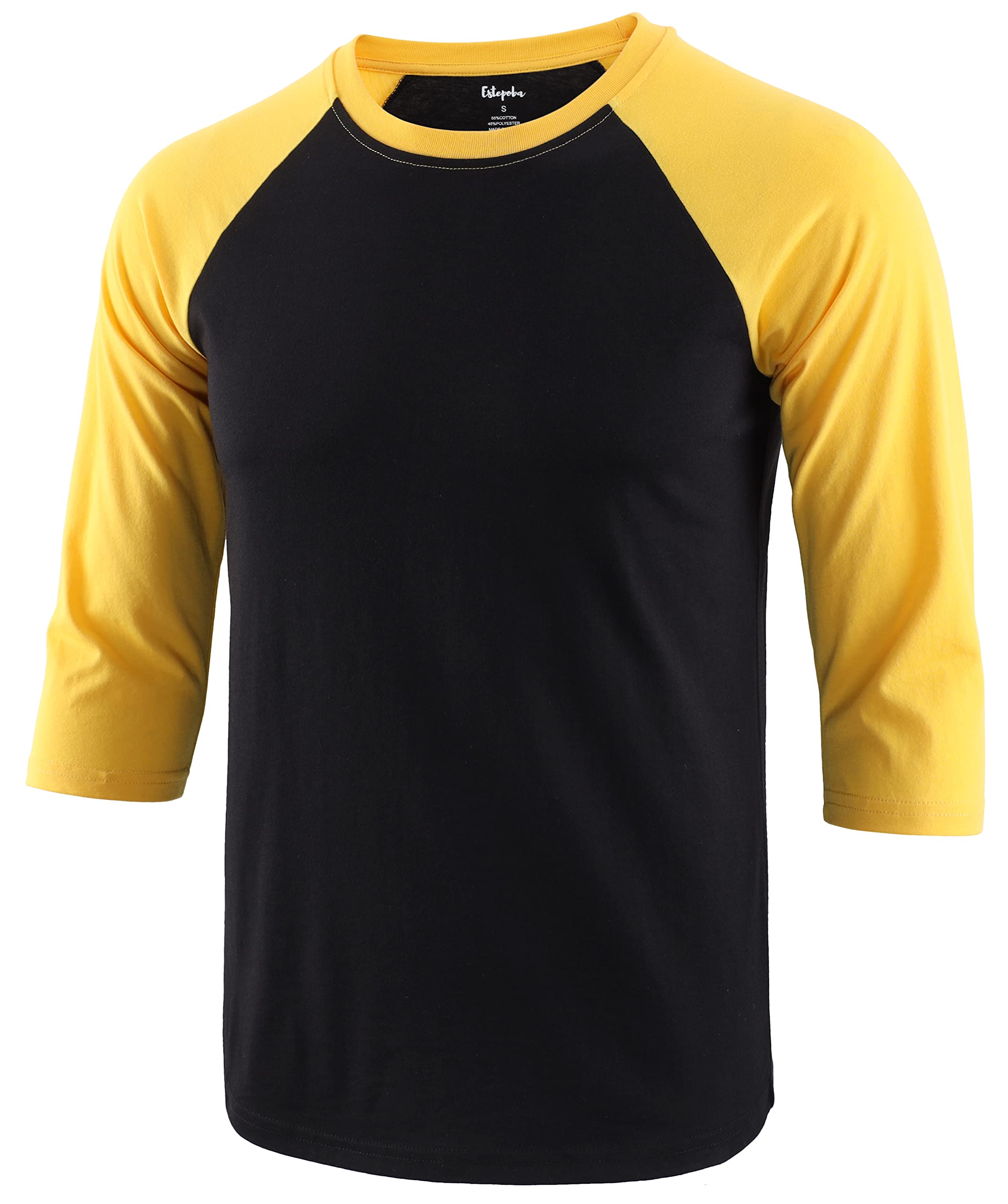 EstepobaMen's Classic Slim Athletic Fit 3/4 Sleeve Active Running Hiking Baseball Tee Shirts
