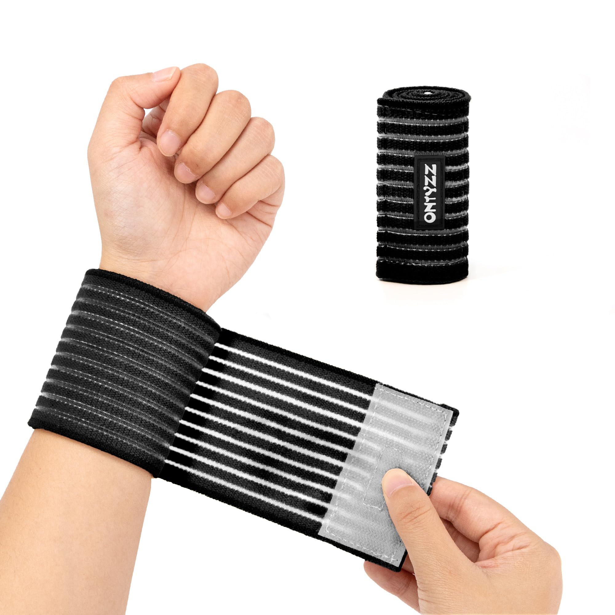 ONTYZZ Wrist Bandage 1 Piece High Elasticated Wrist Band for Sports Gym Workout Squat Weightlifting Training Wraps Bandages Black/40cm โ image 1