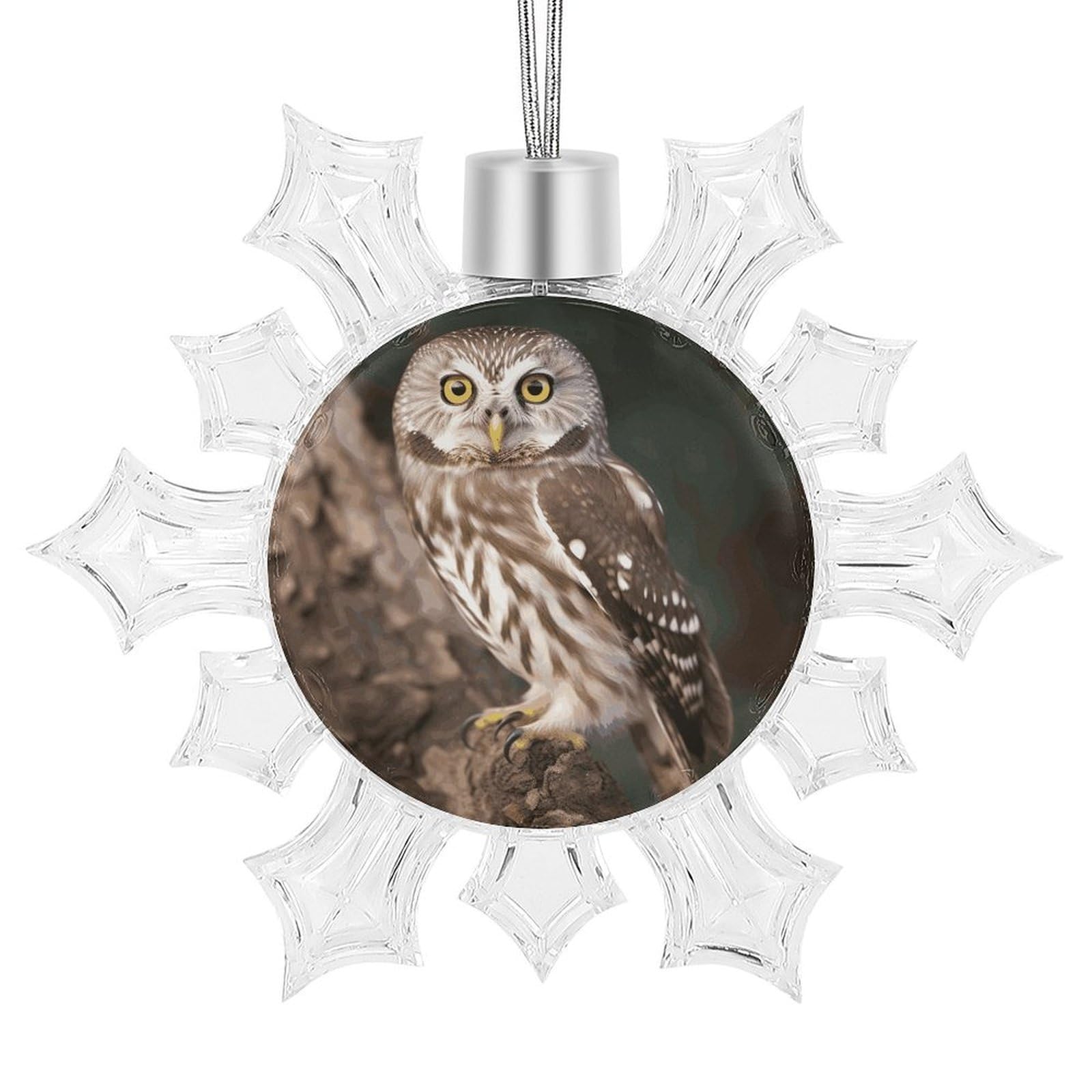 Wildlife Animal Owl Snowflake Ornaments Cute Snowflake Pendant Exquisite Christmas Tree Ornaments for Christmas Weddings New Year Birthday Holiday Celebration