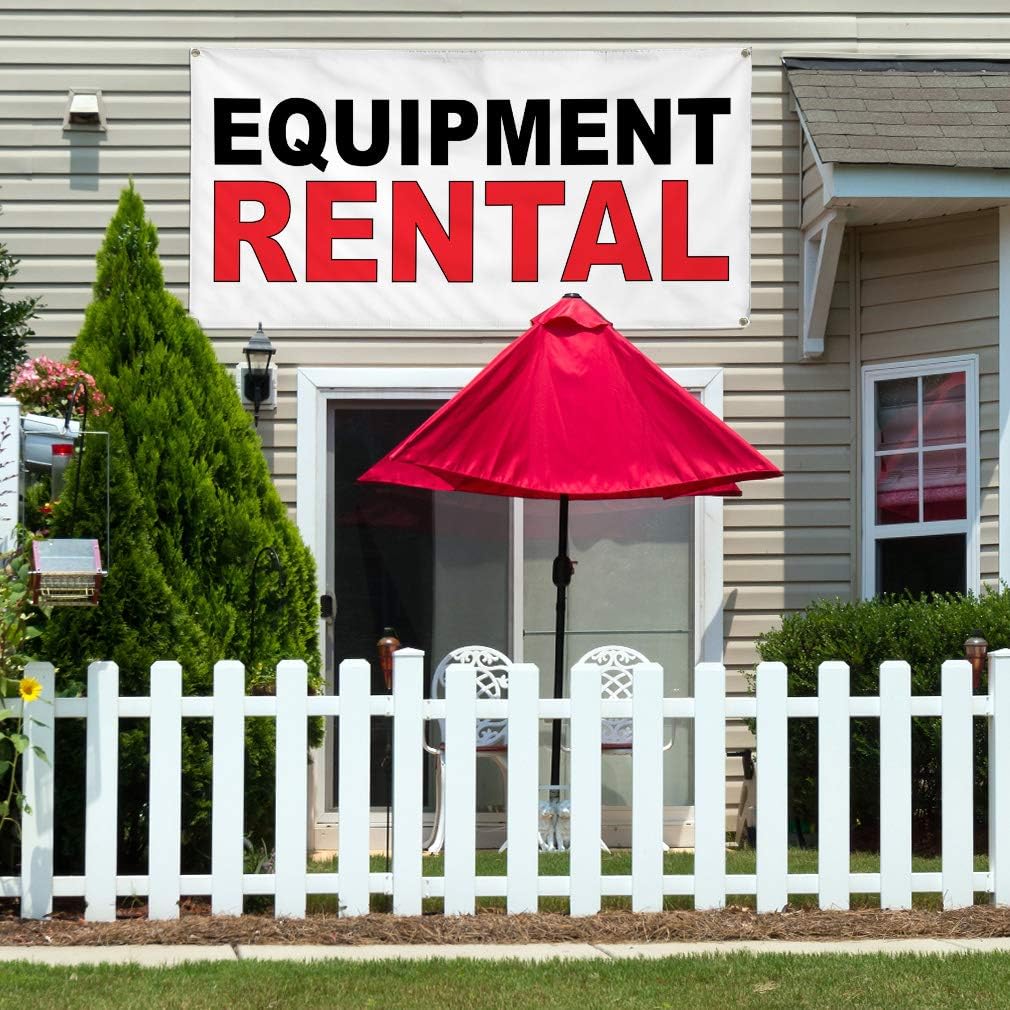 Vinyl Banner Multiple Sizes Equipment Rental Black Red Business Outdoor Weatherproof Industrial Yard Signs 4 Grommets 24x36Inches