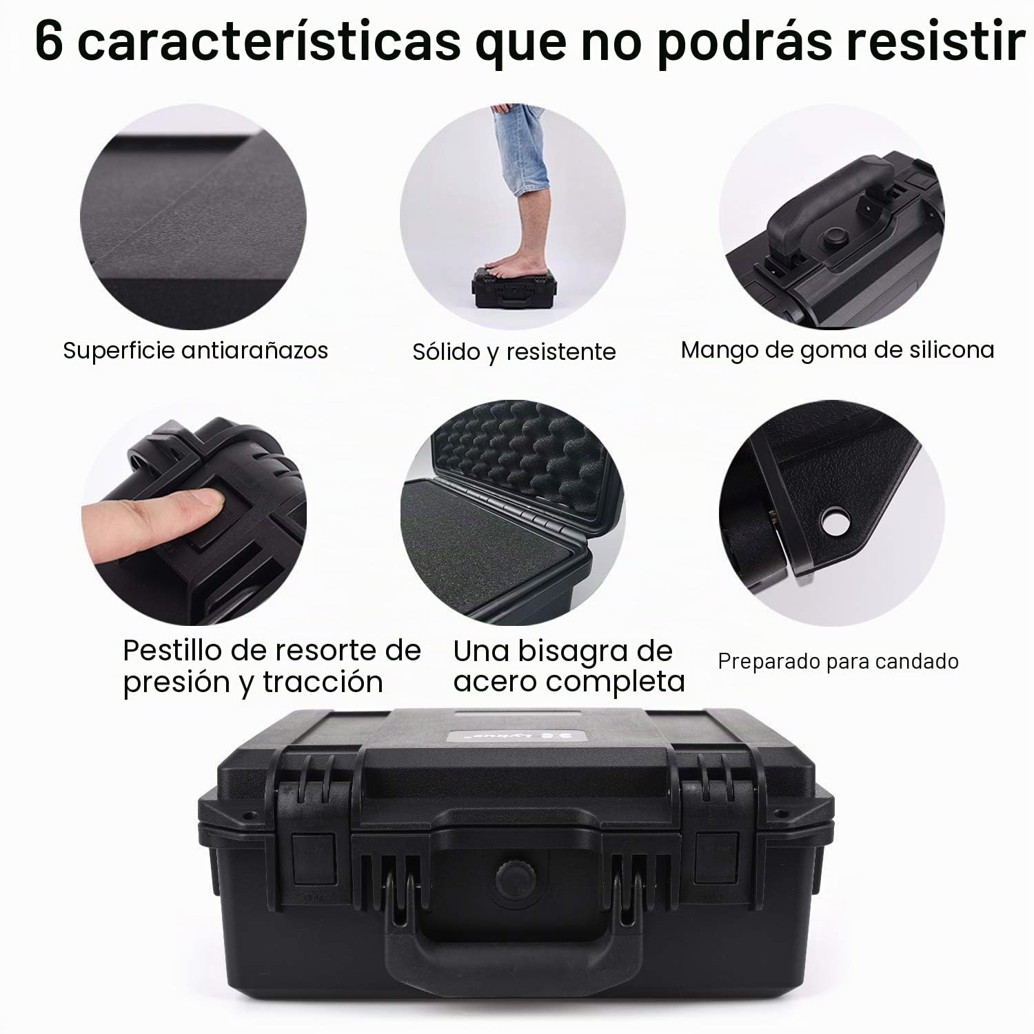 Lykus HC-3810 Maletín Estuche Case Impermeable con Espuma, Tamaño Interior 38x28x13.5 cm, Adecuada para cámara réflex, dron pequeño, videocámara, cámara de acción y Otros