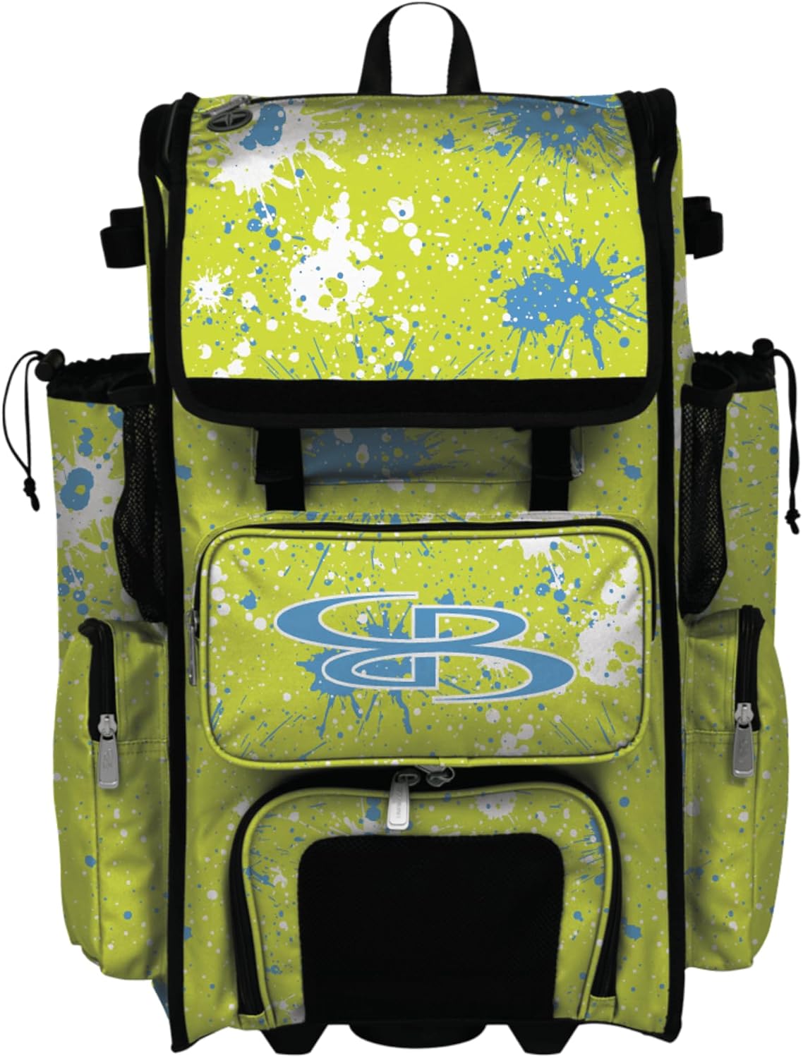 Boombah Rolling Superpack Baseball/Softball Gear Bag - Telescopic Handle - Holds 4 Bats - Wheeled Version - Splatter - Multiple Color Options