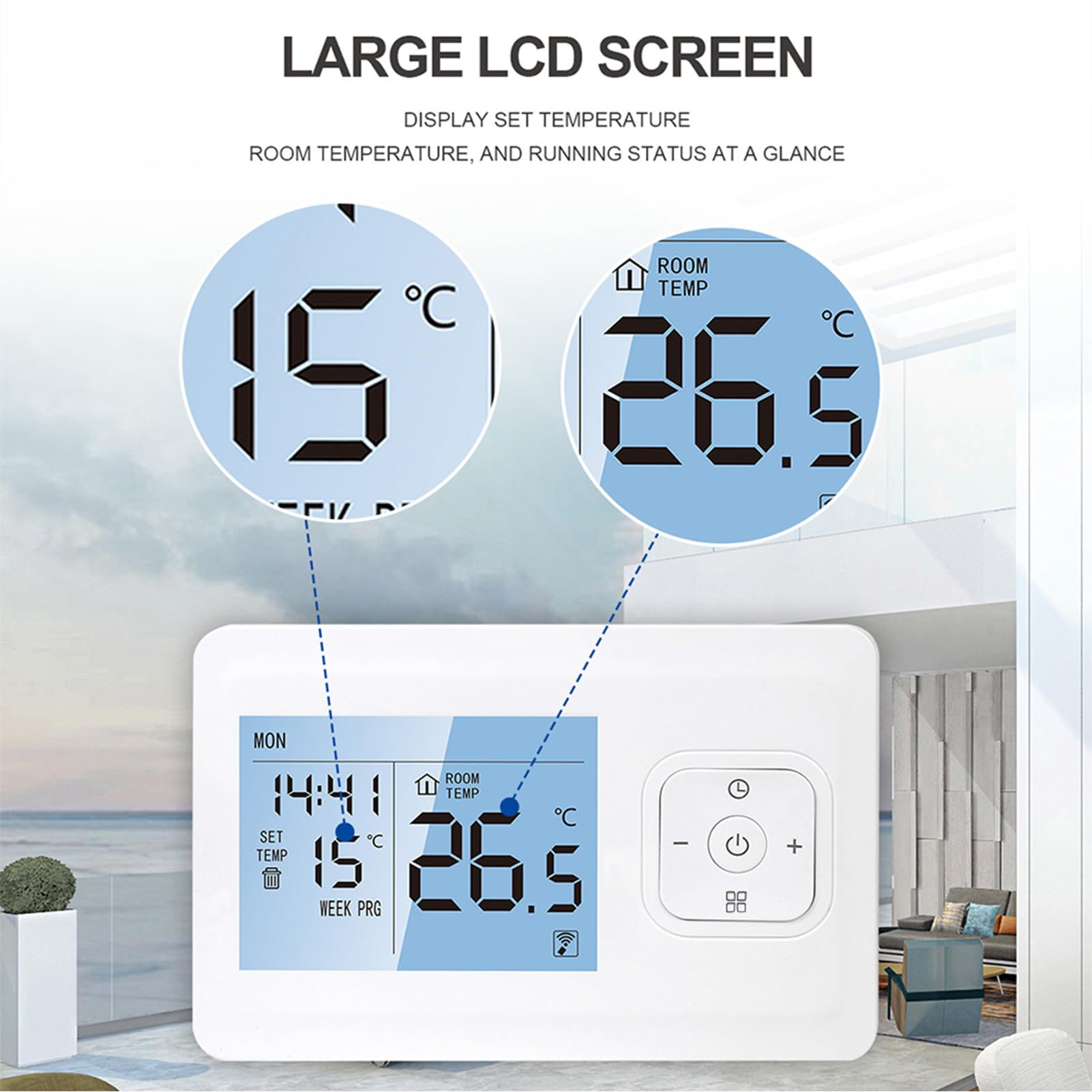 Controlador de Temperatura programable con termostato Inteligente WiFi con Receptor RF, Soporte de Pared para Mesa, Control de Voz por aplicación para calefacción de calderas de