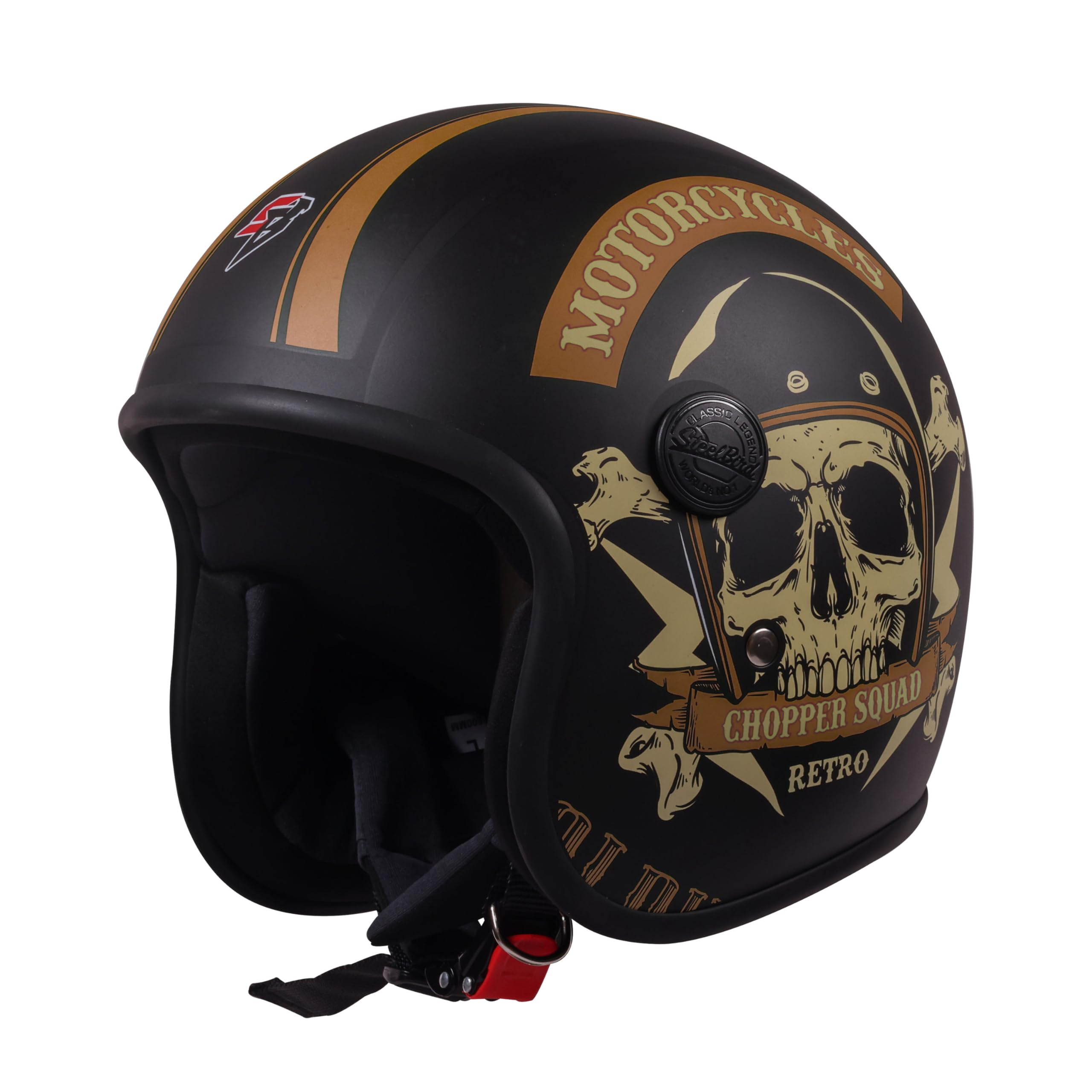 Steelbird SBH-55 Retro Chopper Squad ISI Certified Open Face Helmet for Men and Women