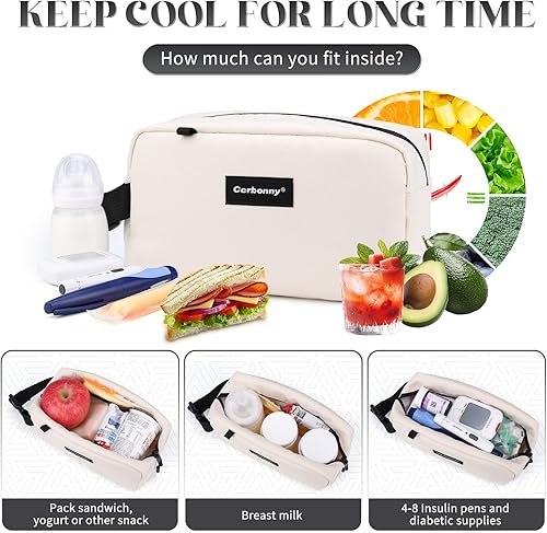 Miniatura 4 de Bolsa de almuerzo congelable, lonchera con paquetes de hielo, lonchera pequeña con bolsas de hielo desmontables, pequeña bolsa térmica aislada,