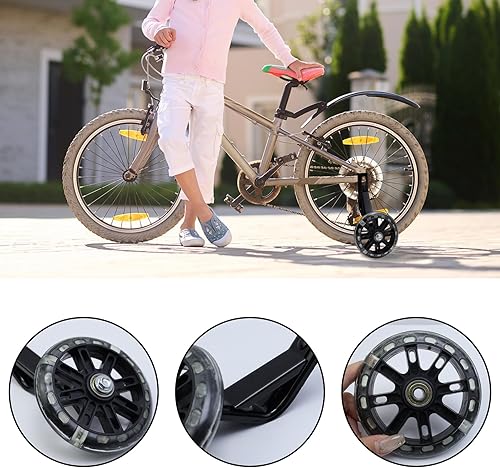 Miniatura 6 de Par de ruedas auxiliares de bicicleta para niños, accesorios para bicicletas de 12 "14" 16", ruedas de entrenamiento flash