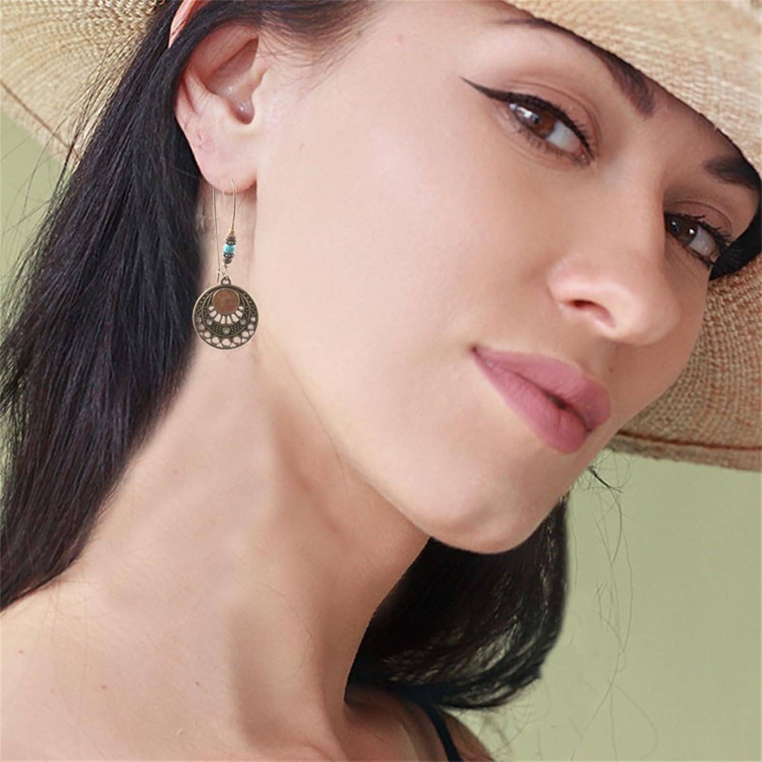 Coadipress Turquoise Bohemian Dangle Earrings for Women - Dainty Vintage Spiral Drop Earrings, Handmade Western Style Statement Jewelry Gifts - Image 3