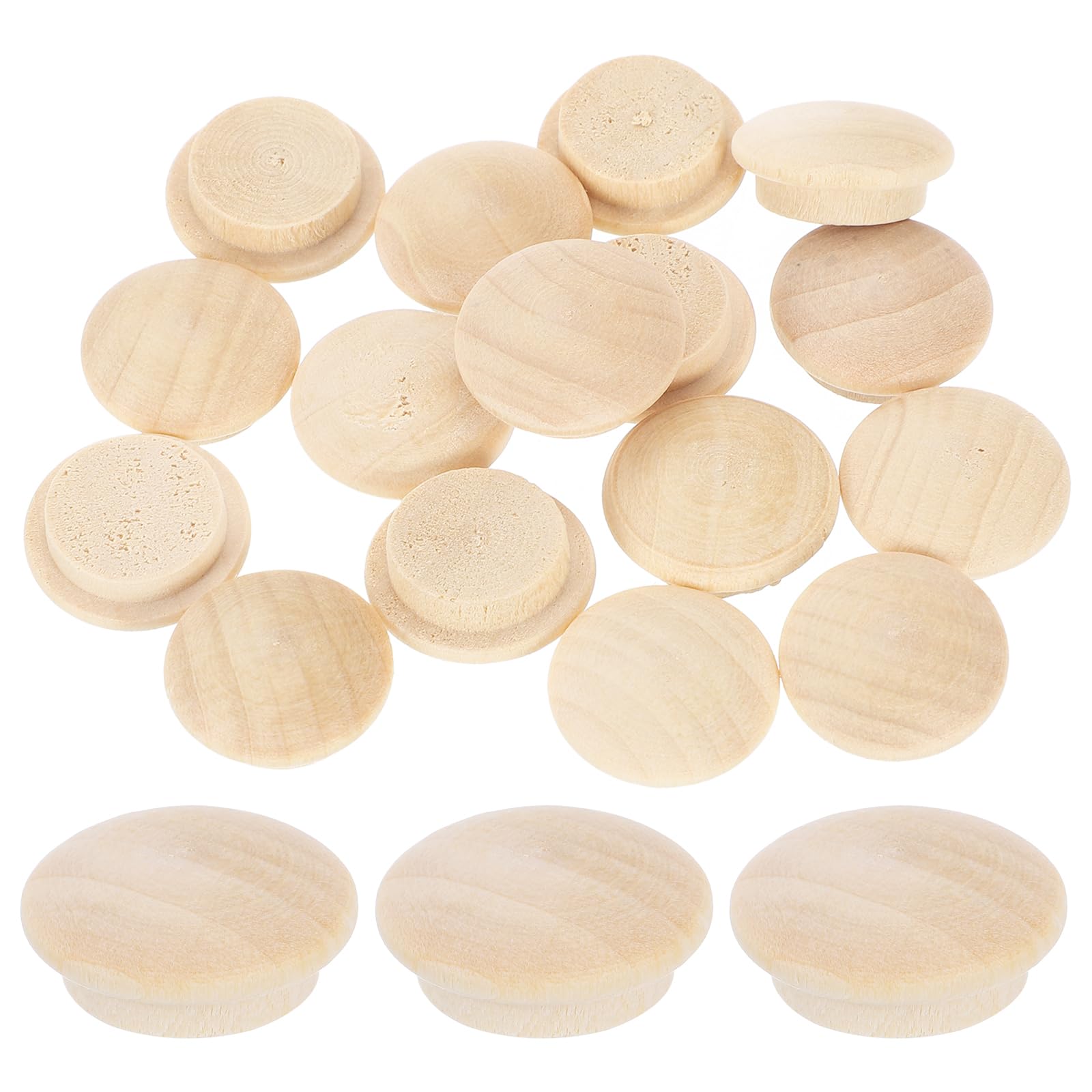 sourcing map 26Pcs Wood Button Plugs, 15mm/0.59" Hardwood Screw Hole Plug Mushroom Wooden Caps Buttons Wood Plug for Furniture Woodworking Craft Decor (20mm x 15mm)